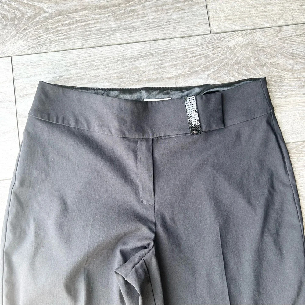 NWT Laura Black Stretch Sequins Accents Wide Leg Pants with Slits Made in Canada - Picture 2 of 13